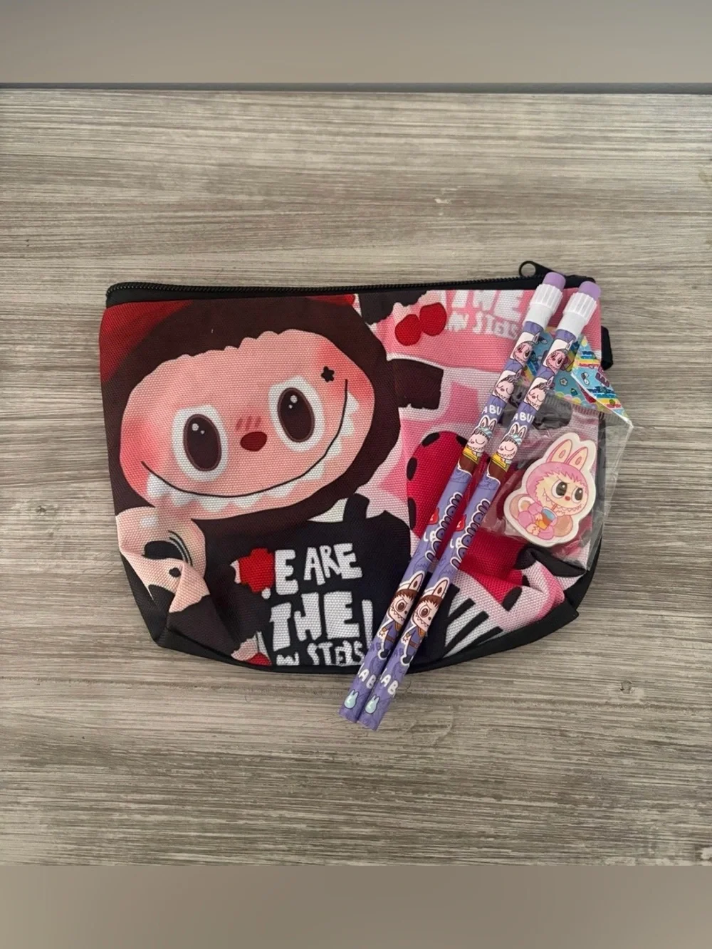Monster Pencil Case with Matching Pencils and Eraser